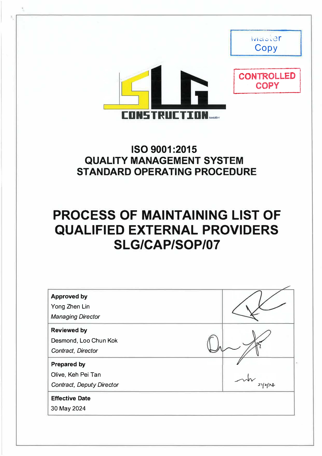SLG-PRO-SOP Page 1